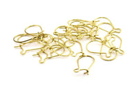 Brass Ear Hooks, 100 Raw Brass Earring Wires, Earring Hooks (20x10x0.8mm) BS 2136