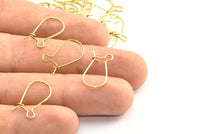 Brass Ear Hooks, 100 Raw Brass Earring Wires, Earring Hooks (20x10x0.8mm) BS 2136