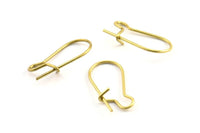 Brass Ear Hooks, 100 Raw Brass Earring Wires, Earring Hooks (20x10x0.8mm) BS 2139