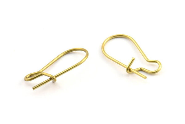 Brass Ear Hooks, 100 Raw Brass Earring Wires, Earring Hooks (20x10x0.8mm) BS 2139