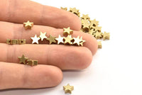 Brass Star Charm, 50 Raw Brass Star Spacer Beads, Spacer Charms, Star Charms (6.5x3mm) BS 2340