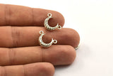 Antique Silver Moon Charm, 3 Antique Silver Plated Textured Horn Charms, Pendant, Jewelry Finding (12x3.50x3mm) N0268 H0216