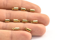 Brass Tassel End Caps, 24 Raw Brass End Cap, Cord Tips, Cord Ends (9x4mm) Cap 7 BS 2195