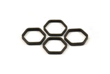 Black Hexagon Charm, 25 Oxidized Brass Black Hexagon Ring Charms (14x0.8x2mm) BS 1183 S171