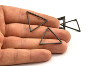 Black Triangle Charm - 12 Oxidized Brass Black Triangle Charms (29x1.2mm) D0112 S161