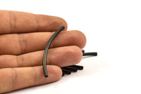 Black Curved Tubes, 12 Black Oxidized Brass Curved Tubes (3x55mm) Bs 1412 S007