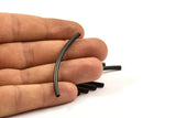 Black Curved Tubes, 12 Black Oxidized Brass Curved Tubes (3x55mm) Bs 1412 S007