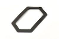 Hexagon Choker Charm, 2 Oxidized Brass Black Hexagon Charms, Pendants (54x32x0.80mm) D0396 S542