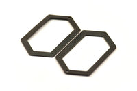Hexagon Choker Charm, 2 Oxidized Brass Black Hexagon Charms, 1 Hole Pendants (54x32x0.80mm) D0396 S542