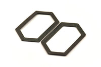 Hexagon Choker Charm, 2 Oxidized Brass Black Hexagon Charms, Pendants (54x32x0.80mm) D0396 S542