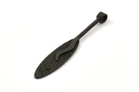 Black Oval Pendant, 1 Oxidized Brass Black Textured Pendants with Oval Blank and 1 Loop (52x8mm) N0406 S440
