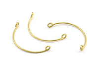 SemiCircle Wire Connector, 24 Raw Brass SemiCircle Wire Pendant With 2 Holes (35x1mm) BS 2141