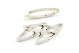 Silver Marquise Connectors, 12 Silver Tone Marquise Shaped Connectors with 2 Holes (28x8x2.5mm) BS 2152