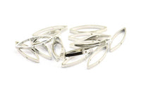 Silver Marquise Connectors, 12 Silver Tone Marquise Shaped Connectors with 2 Holes (28x8x2.5mm) BS 2152