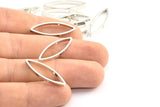 Silver Marquise Connectors, 12 Silver Tone Marquise Shaped Connectors with 2 Holes (28x8x2.5mm) BS 2152