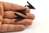 Black Kite Charm, 3 Oxidized Brass Black Geometric Triangle Charms (31mm) U008 S137
