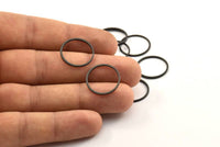 Black Circle Connectors, 25 Oxidized Brass Black Circle Connectors (19x1x1mm) Bs 1095 S313