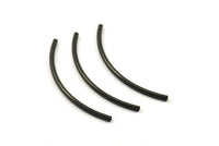 Square Noodle Tubes, 20 Oxidized Brass Black Square Curved Tubes (50x2x2mm) Brc273 S133
