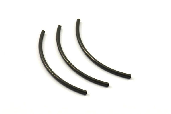 Square Noodle Tubes, 20 Oxidized Brass Black Square Curved Tubes (50x2x2mm) Brc273 S133