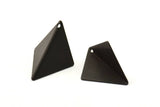 Black Brass Kites, 2 Oxidized Brass Black Kites, Geometric Triangle Earring Charms (27mm) U012 S154