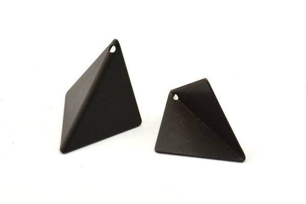 Black Brass Kites, 2 Oxidized Brass Black Kites, Geometric Triangle Earring Charms (27mm) U012 S154