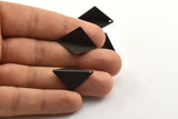 Black Brass Kites, 2 Oxidized Brass Black Kites, Geometric Triangle Earring Charms (27mm) U012 S154