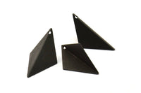 Black Kite Charm, 3 Oxidized Brass Black Geometric Triangle Charms (28mm) U007 S134