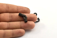 Leather Hook Caps, 6 Oxidized Brass Black Leather Cord Ends, Hook Ends for 4mm Leather Cord (18x14x6.5mm) N0309 S521