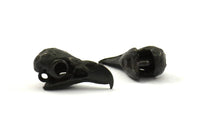 Black Tiny Bird Skull, 1 Oxidized Brass Black Bird Skull Pendants (24x11.5x9.5mm) N0489 S620