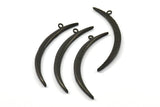 Black Crescent, 1 Oxidized Brass Black Textured Wide Crescent Moon Necklace Pendants, Charms (62x4.5x2.7mm) N0170 S138