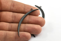 Black Crescent, 1 Oxidized Brass Black Textured Wide Crescent Moon Necklace Pendants, Charms (62x4.5x2.7mm) N0170 S138