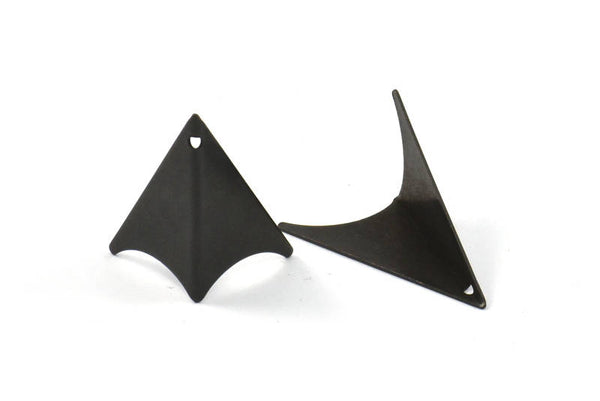 Black Kite Charm, 3 Oxidized Brass Black Geometric Triangle Earring Charms (31mm) U006 S146