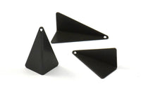 Black Paper Kite Charm, 3 Oxidized Brass Black Geometric Triangles (29mm) U001 S127