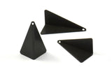 Black Paper Kite Charm, 3 Oxidized Brass Black Geometric Triangles (29mm) U001 S127