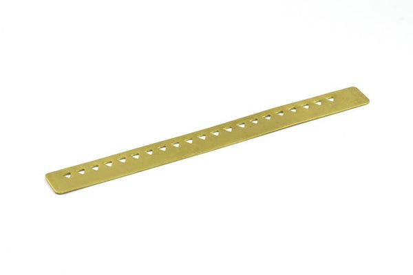 Brass Bracelet Blank - 2 Raw Brass Triangle Textured Flat Bracelet Blanks Without Holes (15x152x1mm) V008