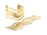 Brass Bracelet Blank - 2 Raw Brass Wave Flat Stamping Bracelet Blanks (36x152x0.80mm) V069