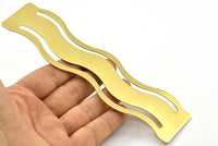 Brass Bracelet Blank - 2 Raw Brass Wave Flat Stamping Bracelet Blanks (36x152x0.80mm) V069