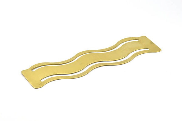 Brass Bracelet Blank - 2 Raw Brass Wave Flat Stamping Bracelet Blanks (36x152x0.80mm) V069