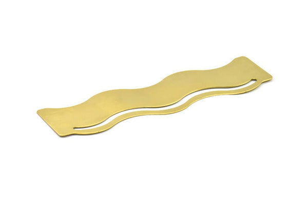 Brass Bracelet Blank - 2 Raw Brass Wave Flat Stamping Bracelet Blank (36x152x0.80mm) V071