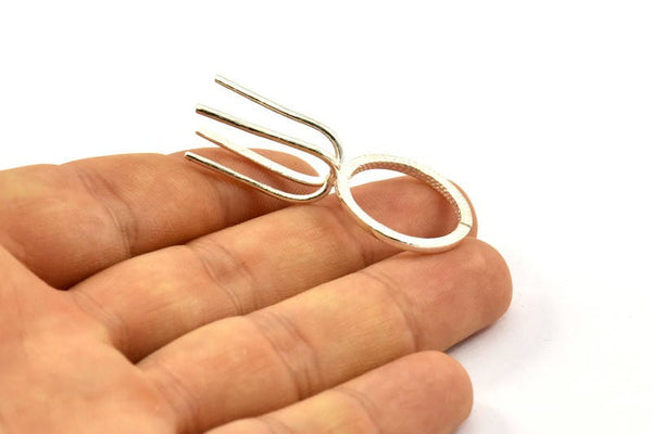 Claw Ring Settings - 925 Silver 4 Claw Ring Blanks for Natural Stones N0118