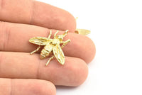 Brass Bug Pendant, 3 Raw Brass Bug Fly Insect Charm With 1 Hole, Pendant (27x26x4mm) U134