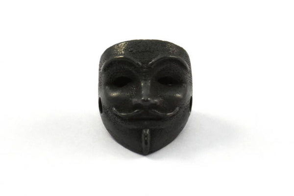 Black Vendetta Mask, 2 Oxidized Brass Black Vendetta Bracelet Parts (14.5x13x11mm) N0425 S625