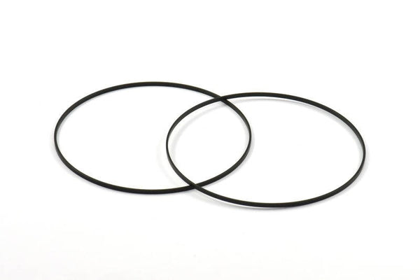 Black Circle Connectors, 4 Oxidized Brass Black Circle Connectors (80x0.75x1.8mm) Bs 1076 S186