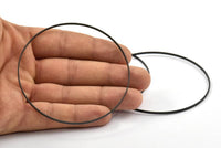 Black Circle Connectors, 4 Oxidized Brass Black Circle Connectors (80x0.75x1.8mm) Bs 1076 S186