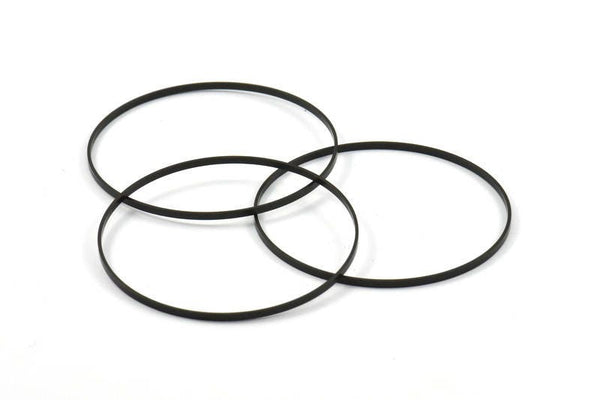 Black Circle Connectors, 6 Oxidized Brass Black Circle Connectors (55x0.75x1.8mm) Bs 1073 S231