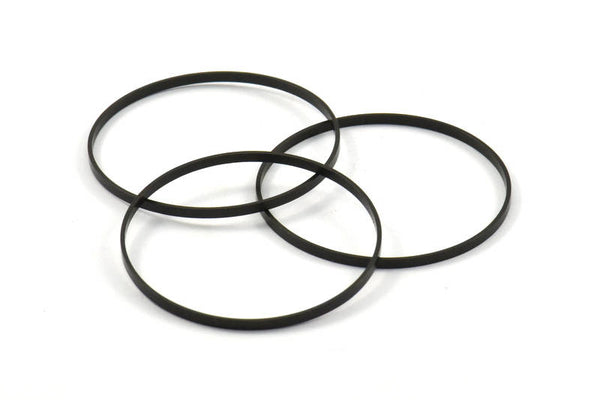 Black Circle Connectors, 6 Oxidized Brass Black Circle Connectors (40x0.75x1.8mm) BS 1071 S230