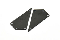 38mm Black Triangle, 4 Oxidized Brass Black Triangle Charms with 4 holes (38x20x0.60mm) U039 S224