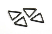 Black Triangle Charm, 25 Oxidized Brass Black Open Triangle Ring Charms (17x1.2mm) D0108 S123