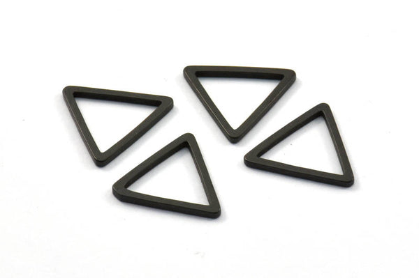 Black Triangle Charm, 25 Oxidized Brass Black Open Triangle Ring Charms (17x1.2mm) D0108 S123