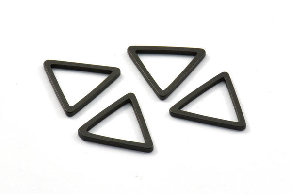 Black Triangle Charm, 25 Oxidized Brass Black Open Triangle Ring Charms (17x1.2mm) D108